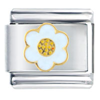 Italian Charms - white flower italian charm Image.
