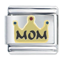 Italian Charms - gold tone queen mom italian charm Image.