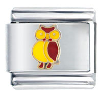 Italian Charms - yellow and red owl italian charm Image.