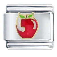 Italian Charms - worm and apple italian charm Image.