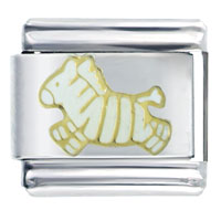 Italian Charms - white zebra horse italian charm Image.