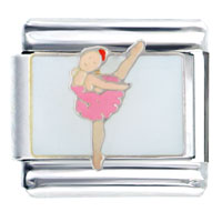 Italian Charms - pink dancing ballerina italian charm Image.