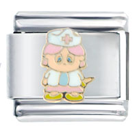 Italian Charms - cute pink nurse italian charm Image.