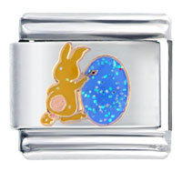 Italian Charms - bunny and blue easter egg italian charm Image.