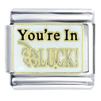 Italian Charms - you're in luck clover italian charm Image.