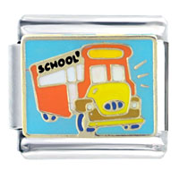 Italian Charms - school bus teacher italian charm Image.