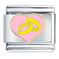 Italian Charms - pink heart and marriage ring italian charm Image.