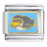 Italian Charms - cute penguin on belly italian charm Image.