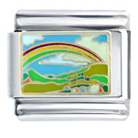 Italian Charms - rainbow over the ocean italian charm Image.