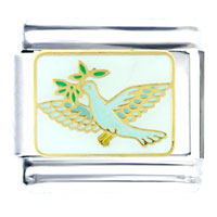 SHT509: peace dove with olive branch italian charm Image.