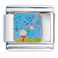Italian Charms - golf ball and club italian charm Image.