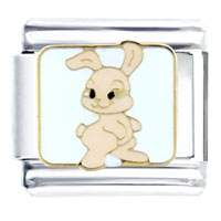 Italian Charms - enamel painted cute bunny italian charm Image.