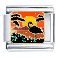 Italian Charms - swan at sunset italian charm Image.