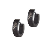 Stainless Steel Jewelry - stainless steel black lean lizard earrings Image.