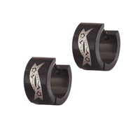 Stainless Steel Jewelry - stainless steel black flower ribbon earrings Image.