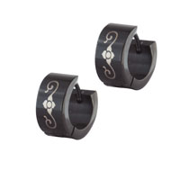 Stainless Steel Jewelry - stainless steel black flower earrings Image.
