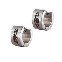 Stainless Steel Jewelry - stainless steel black symbol earrings Image.