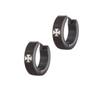 Stainless Steel Jewelry - stainless steel black cross earrings Image.