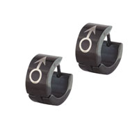 Stainless Steel Jewelry - stainless steel black arrow and circle earrings Image.