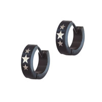 Stainless Steel Jewelry - stainless steel black stars earrings Image.