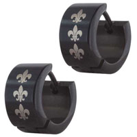 Stainless Steel Jewelry - stainless steel black fleur de lis earrings Image.