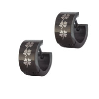 Stainless Steel Jewelry - stainless steel black clover triplet earrings Image.