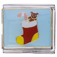 Italian Charms - stocking and bear hand painted italian charm bracelets Image.
