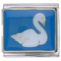 Italian Charms - elegant swan hand painted italian charm bracelets Image.