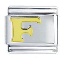 Italian Charms - gold plated letter f italian charm Image.