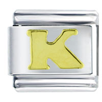 Italian Charms - gold plated letter k italian charm Image.