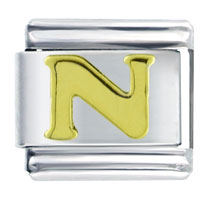 Italian Charms - gold plated letter n italian charm Image.