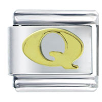 Italian Charms - gold plated letter q italian charm Image.