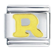 Italian Charms - gold plated letter r italian charm Image.