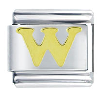 Italian Charms - gold plated letter w italian charm Image.