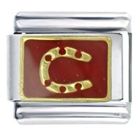 Italian Charms - horse shoe red italian charm Image.