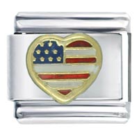 Italian Charms - usa flag heart italian charm Image.