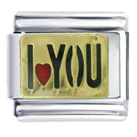 Italian Charms - golden i heart you italian charm Image.