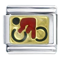 Italian Charms - red bicyclist italian charm Image.