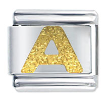 Italian Charms - gold tone textured letter a italian charm Image.
