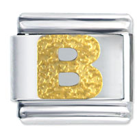 Italian Charms - gold tone textured letter b italian charm Image.