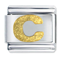 Italian Charms - gold tone textured letter c italian charm Image.