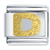 Italian Charms - gold plated textured letter d italian charm Image.
