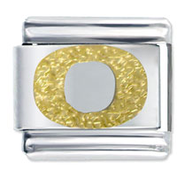 Italian Charms - gold plated textured letter o laser italian charm Image.