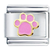 Italian Charms - paw pink italian charm Image.