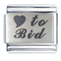 Italian Charms - love to bid laser italian charm Image.
