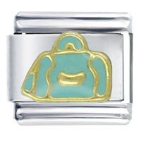 Italian Charms - blue luggage italian charm Image.