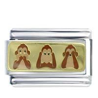 Italian Charms - three wise monkey faces italian charm Image.