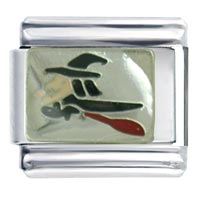 Italian Charms - witch on broom italian charm Image.