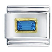 Italian Charms - rectangular september sapphire color birthstone italian charm Image.