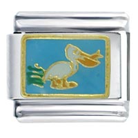 Italian Charms - blue pelican italian charm Image.